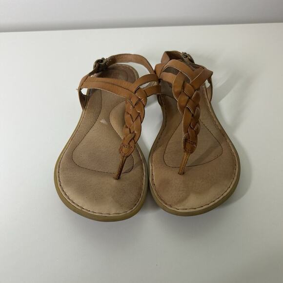 Born Lake Sandal Women’s 8.5 M Brown Braided Leather Strap Cushioned Buckle - Picture 4 of 8